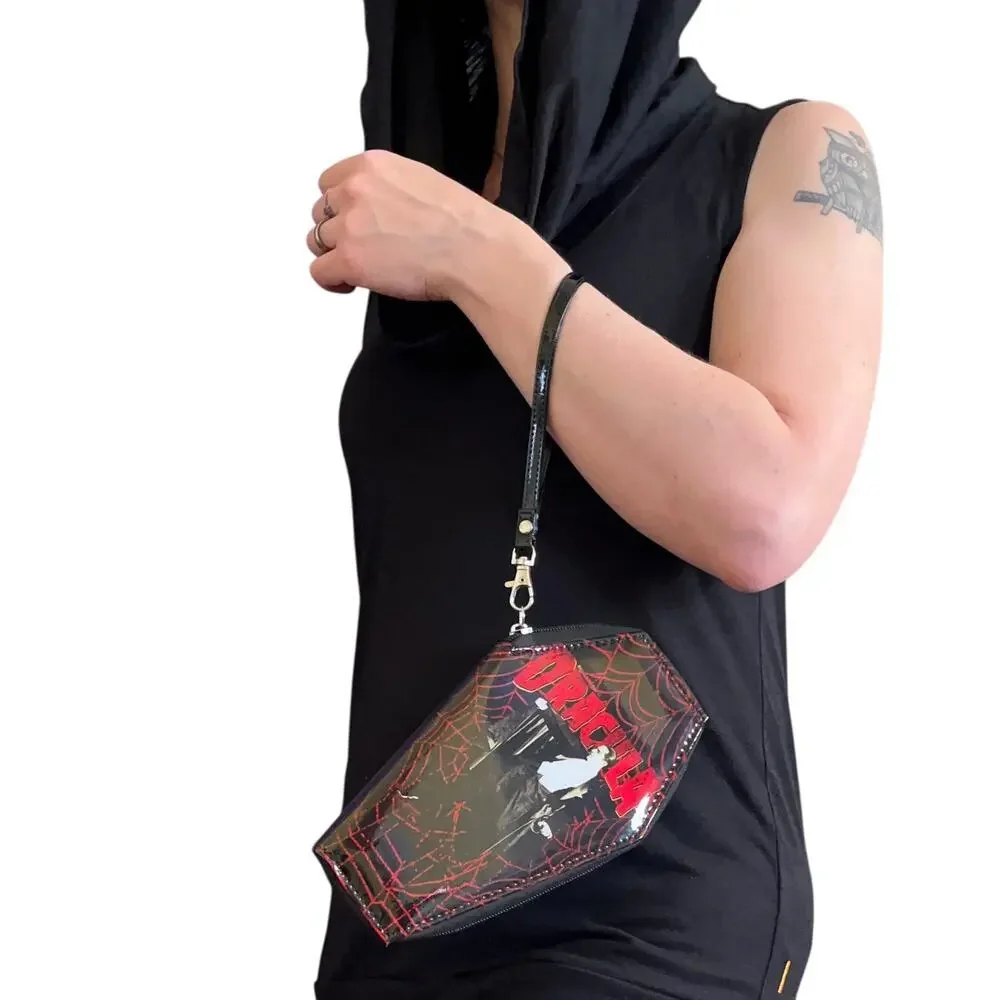 New! Rock Rebel Dracula Coffin Wristlet Back Convertible Clutch Evening Bag NWOT